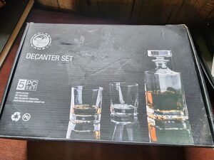 Polar Camel Stainless Whiskey Decanter Set 5pc Glasses Funnel